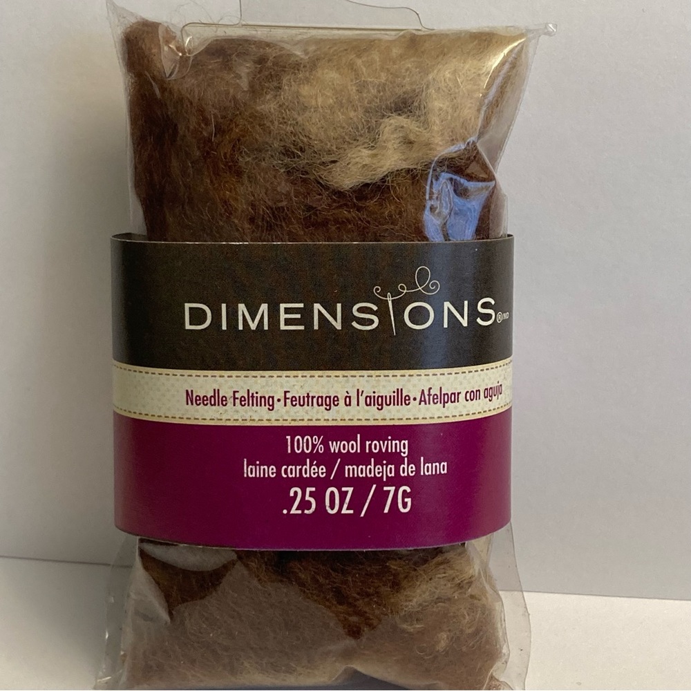 12 Dimensions FeltWorks 100% Wool Brown Curly Roving 0.25oz Needle Felti…